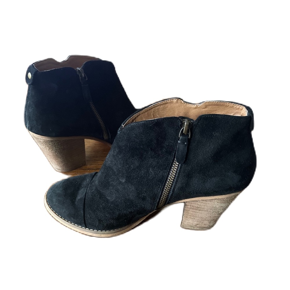 Susina Boots Womens 8.5 Ankle Booties Heels Black Leather Suede Side Zip Classic - Picture 5 of 9